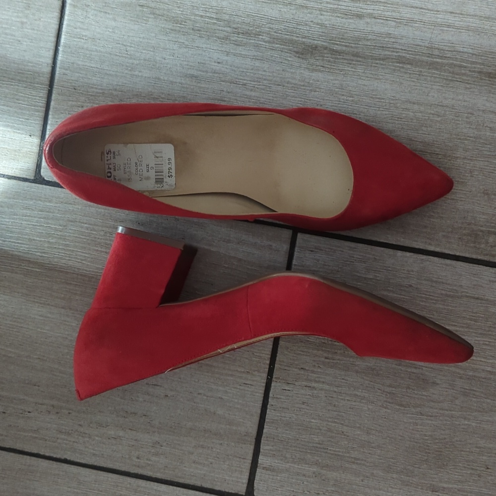 COPY - Nine West Issa Women's Block Heels  Coral Plaid Shoes 9 M